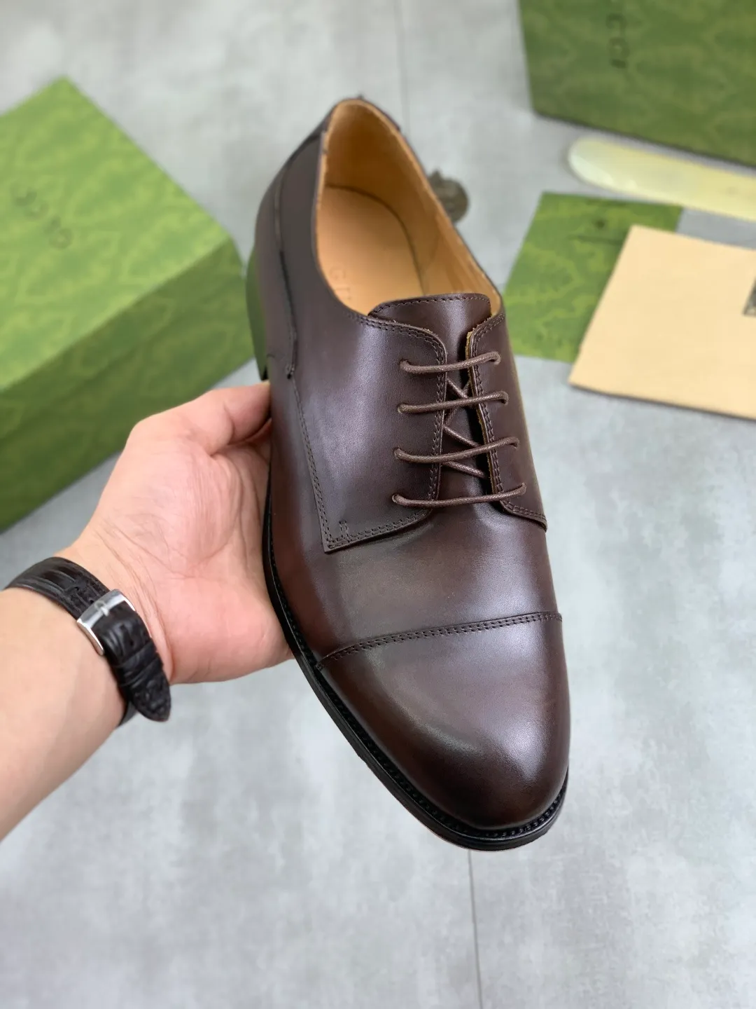 Men's men's shoes 💰P640 [New style] Water dyed cowhide 💰💎💎💎 [Gucci] GUCCI high-end men's formal business leather shoes, original order 1:1! Original imported high-end open-edge beaded calfskin, original metal buckle, imported first-layer cowhide lining for feet. Original high-end outsole, men's shoe size: 39-44 (45 customized) black and brown colors available